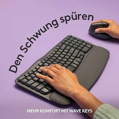 Logitech Wave Keys Belaidė klaviatūra, RF belaidė + Bluetooth, US Int + UKR, Graphite