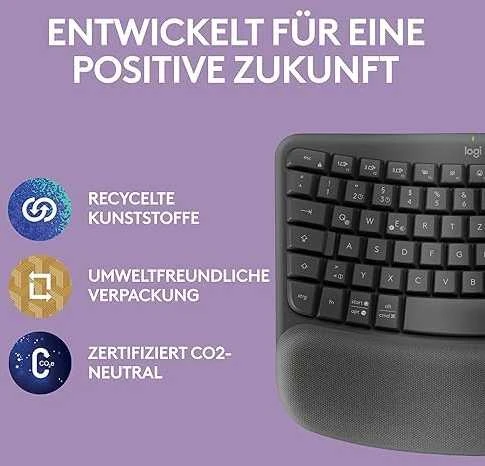 Logitech Wave Keys Belaidė klaviatūra, RF belaidė + Bluetooth, US Int + UKR, Graphite