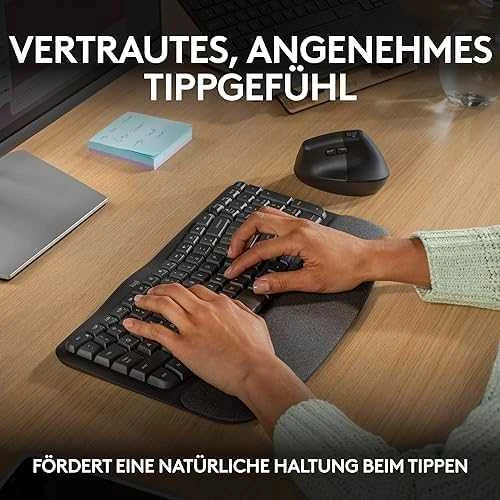 Logitech Wave Keys Belaidė klaviatūra, RF belaidė + Bluetooth, US Int + UKR, Graphite