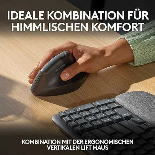 Logitech Wave Keys Belaidė klaviatūra, RF belaidė + Bluetooth, US Int + UKR, Graphite