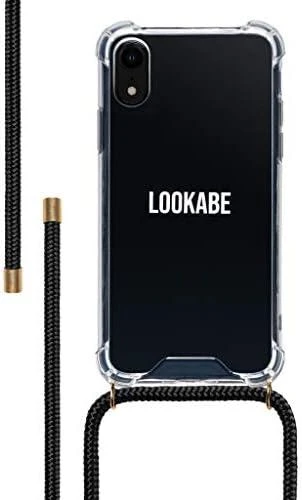 Lookabe Telefono dėklas su dirželiu per kaklą iPhone Xr, auksinės ir juodos spalvos