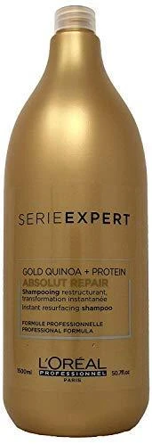 L'Oreal Professionnel Serie Expert Absolut Repair Protein + Gold Quinoa plaukų šampūnas akimirksniu atnaujina paviršių, 1500 ml