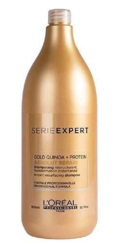 L'Oreal Professionnel Serie Expert Absolut Repair Protein + Gold Quinoa plaukų šampūnas akimirksniu atnaujina paviršių, 1500 ml