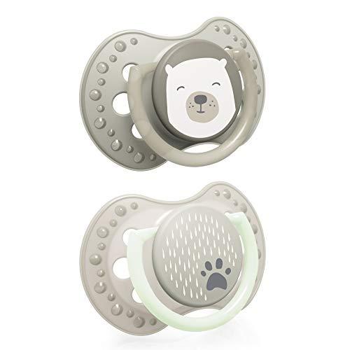 LOVI dinaminis silikoninis čiulptukas BUDDY BEAR, 0-3 mėn., 2 vnt., 22/863