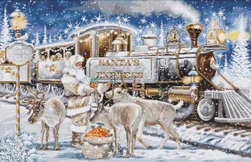 luca S Skaičiuotas kryželiu siuvinėjimo rinkinys "Santa’s Express Baltas" 54x35cm SBU5038