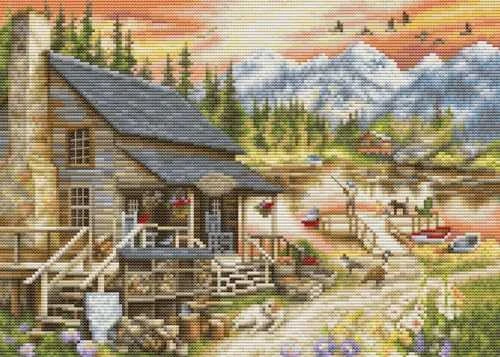 luca S Kryželiu siuvinėjimo rinkinys „Log Cabin General Store (mažo formato versija)“ 30.5x22 cm SBU5020
