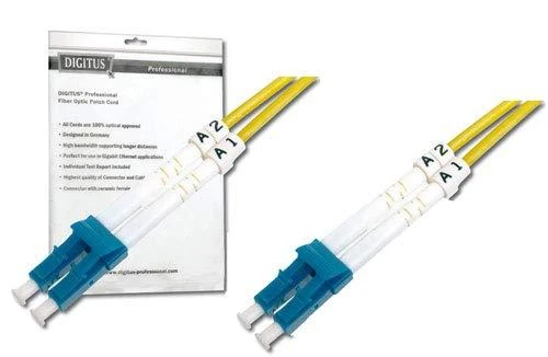 Assmann Electronic DIGITUS LWL patchable LC/LC 09/125um singelmode Duplex be halogenų su protokolu geltona 10m