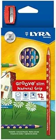 Lyra Groove Slim spalvoti pieštukai 12 spalvų su drožtuku