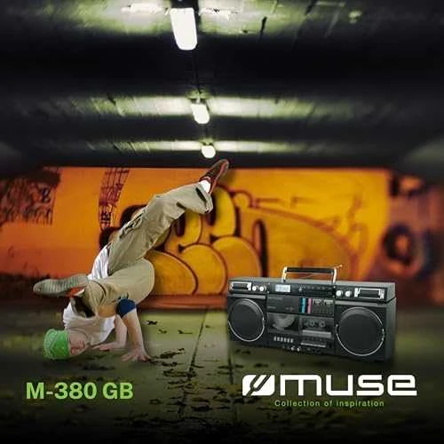 Muzikinis centras Muse | Ghetto Blasters | M-380 GB | AUX in | Bluetooth | Cassette deck | CD grotuvas | Juodas