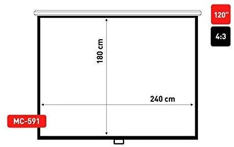 Projektoriaus ekranas Maclean MC-591 (Wall, rankinis pull down, 4:3)