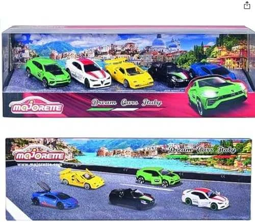 SIMBA Rinkinys 5 metalinės transporto priemonės Lenktyniniai automobiliai Italian Springs Svajonių automobiliai Alfa Romeo Lamborghini kaip dovana