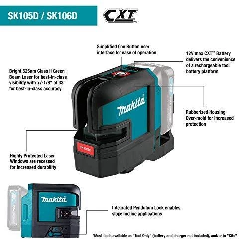 Makita SK106DZ Lazerinis nivelyras su automatinio niveliavimo funkcija, tikslumas ± 0,3mm/1m, IP54
