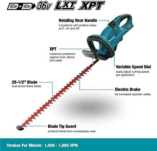 Makita DUH651Z Akumuliatorinės gyvatvorių žirklės, 2X18V , 650mm, 5,2kg, Be akumuliatorių ir kroviklio!