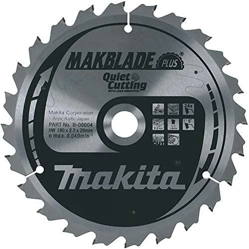 Makita T.C.T. pjūklas MAKBLADE PLUS 190X2X20mm 5° T60 B-08757 T.C.T • 190 x20 mm • T60 • 5° • Medienai