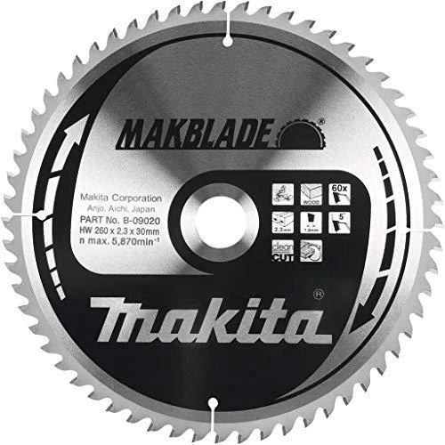 Makita T.C.T. pjūklas MAKBLADE 260X2.3X30mm 5° T32 B-08931 T.C.T • 260 x30 mm • T32 • 5° • Medienai