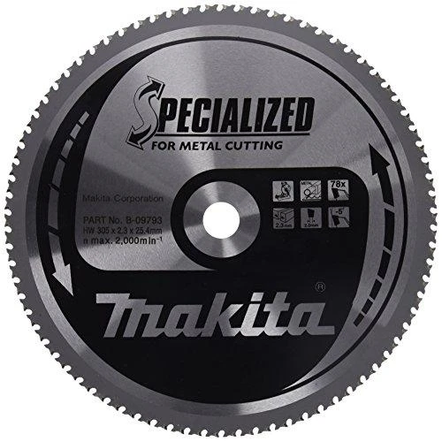 Makita T.C.T. pjūklas SPECIALIZED 305X2.3X25.4mm -5° T78 B-09793 T.C.T • 305 x25.4 mm • T78 • -5° • Metalui