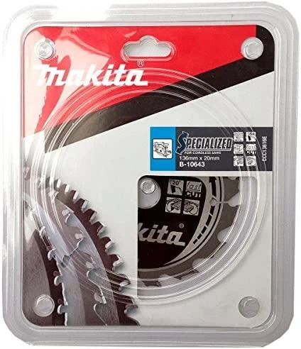 Makita T.C.T. pjūklas SPECIALIZED 136X1.5X20mm 20° T16 B-10643 T.C.T • 136 x20 mm • T16 • 20° • Medienai