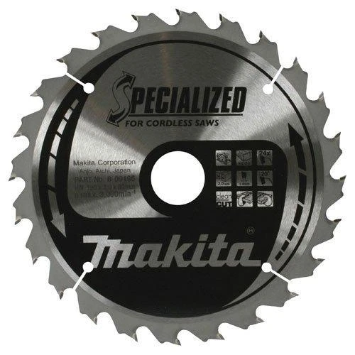 Makita T.C.T. pjūklas SPECIALIZED 190X1.9X20mm -18° T40 B-20694 T.C.T • 190 x20 mm • T40 • -18° • Medienai