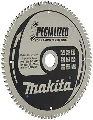 Makita T.C.T. pjūklas SPECIALIZED 260X2.5X30mm 5° T84 B-29496 T.C.T • 260 x30 mm • T84 • 5° • MDF/laminatui