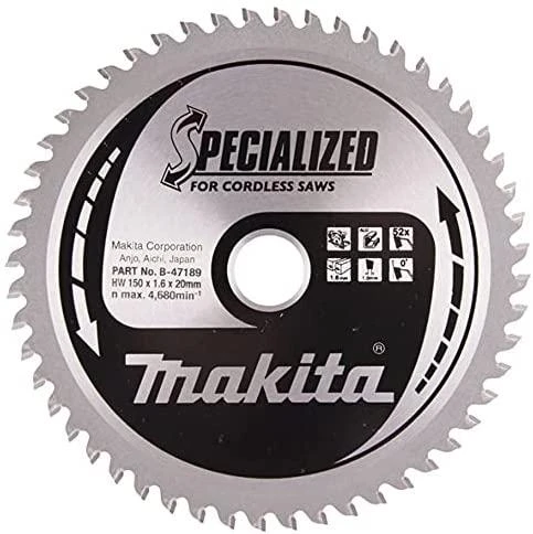Makita T.C.T. pjūklas SPECIALIZED 150X1.5X20mm 0° T32 B-47036 T.C.T • 150 x20 mm • T32 • 0° • Metalui
