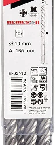 Makita SDS-PLUS Grąžtas 10x165mm NEMESIS 2 10Vnt B-63410