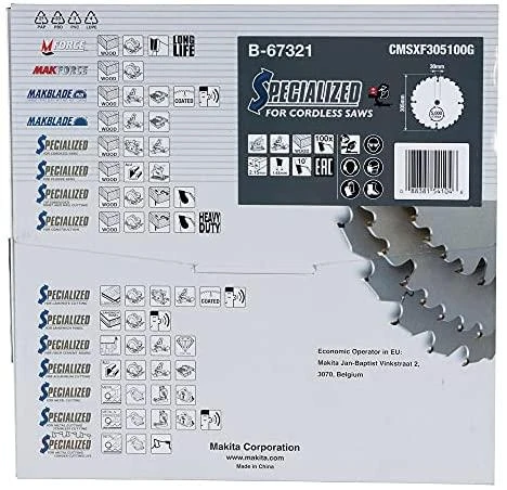 Makita T.C.T. pjūklas EFFICUT 305X2.15X30mm 10° T100 B-67278 T.C.T • 305 x30 mm • T100 • 10° • Medienai