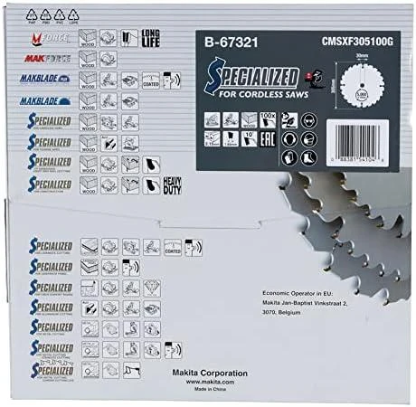 Makita T.C.T. pjūklas EFFICUT 305X2.15X30mm 10° T100 B-67278 T.C.T • 305 x30 mm • T100 • 10° • Medienai