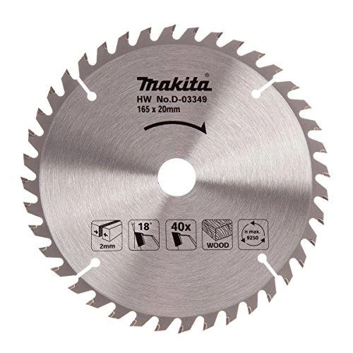 Makita T.C.T. pjūklas 165X2X20mm 18° T40 D-03349 T.C.T • 165 x20 mm • T40 • 18° • Medienai