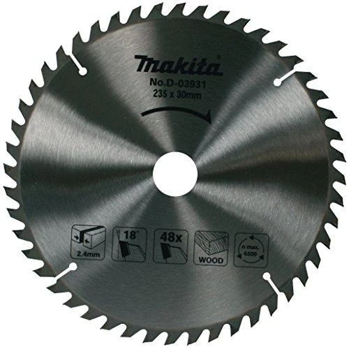 Makita T.C.T. pjūklas 235X2.4X30mm 18° T48 D-03931 T.C.T • 235 x30 mm • T48 • 18° • Medienai