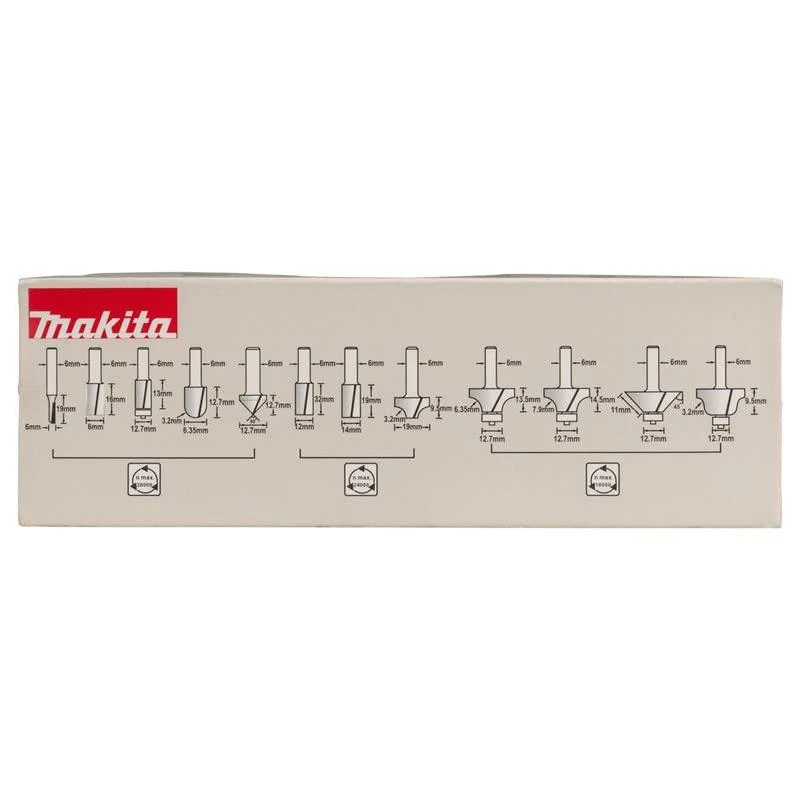 Makita FREZŲ RINKINYS 12 vnt. 6mm kotelis D-57065