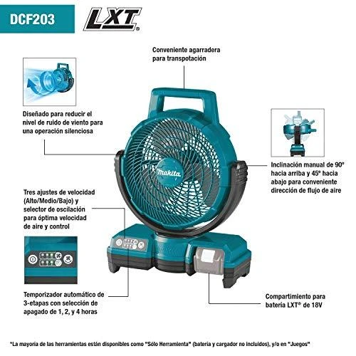 Makita DCF203Z Akumuliatorinis ventiliatorius 14,4/18V, Be akumuliatorių ir kroviklio!