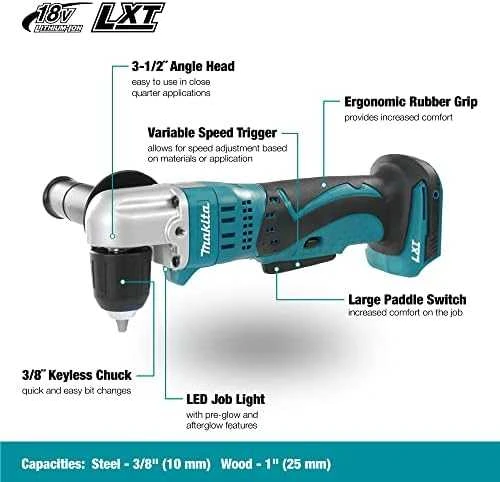 Makita DDA351Z grąžtas Beraktė 1,7kg Juoda, Žalia