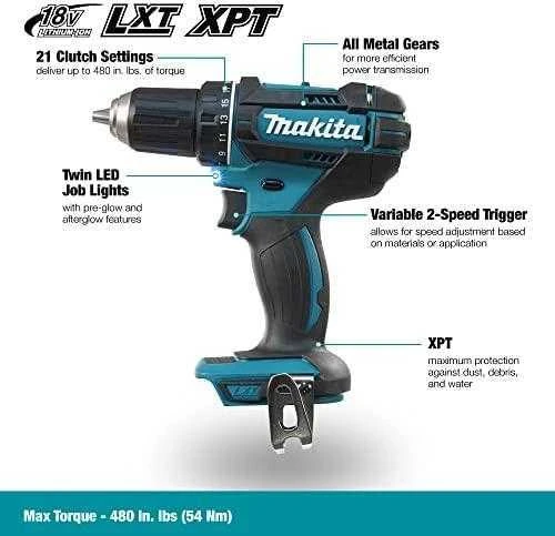 Makita DDF482Z Akumuliatorinis gręžtuvas, 18 V, 62/36 Nm, Be akumuliatorių ir kroviklio!