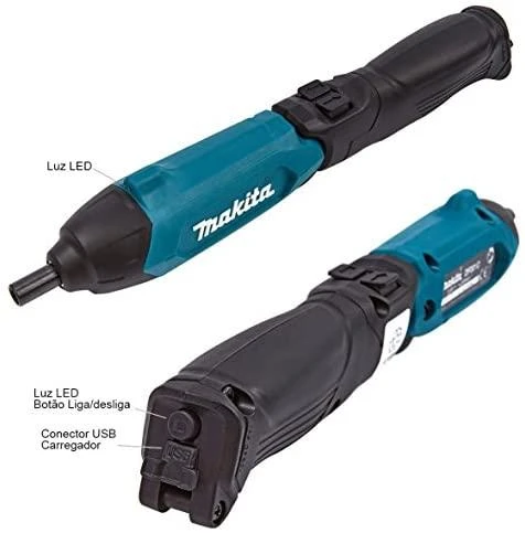 Makita DF001DW Akumuliatorinis suktuvas 1,5Ah įmontuotas Li-ion akumuliatorius; mikro USB įkrovimas; 4Nm; 1/4"; LED; 81 vnt. priedų rinkinys