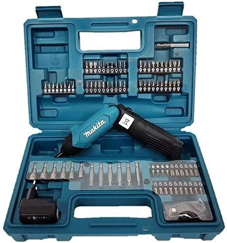 Makita DF001DW Akumuliatorinis suktuvas 1,5Ah įmontuotas Li-ion akumuliatorius; mikro USB įkrovimas; 4Nm; 1/4"; LED; 81 vnt. priedų rinkinys