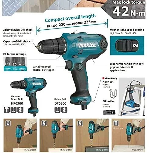 Elektrinis suktuvas-gręžtuvas Makita DF0300