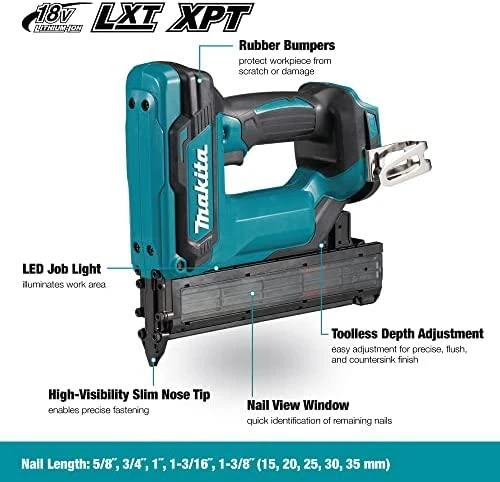 Makita DFN350Z Akumuliatorinis viniakalis 18V Li-Ion; 18 GA; 15/20/25/30/35mm; Be akumuliatorių ir kroviklio!