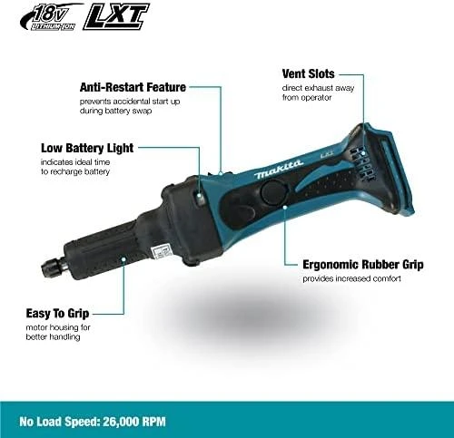 Makita DGD800Z Akumuliatorinis tiesinis šlifuoklis, 18 V, ø 6 mm 26.000 min-1, Be akumuliatorių ir kroviklio!