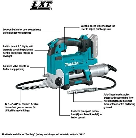 Makita DGP180Z Akumuliatorinis tepimo švirkštas, 18V, 690 bar, 430 ml, Be akumuliatorių ir kroviklio!
