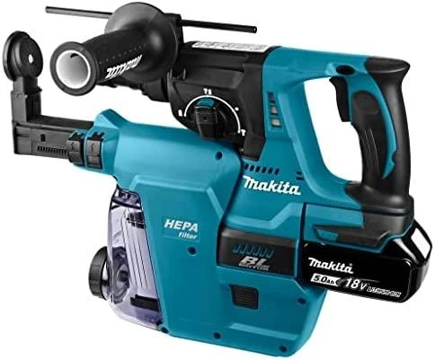 Makita DHR243RTJW Akumuliatorinis perforatorius 18 V 2x 5,0 Ah Li-ion, SDS-PLUS 2,0 J, 3,3kg LED, greitai pakeičiamas grąžto griebtuvas, BL-motor