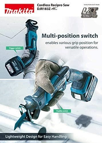 Makita Akumuliatorinis tiesinis pjūklas DJR183Z 18V Be akumuliatoriaus ir kroviklio