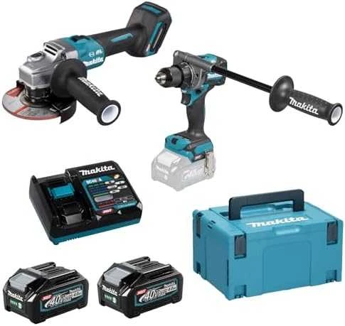 Makita DK0124G201 XGT Akumuliatorinių įrankių komplektas DF001G + GA005G + DC40RA + BL4040x2 + MAKPAC lagaminas (2 vnt Combo)