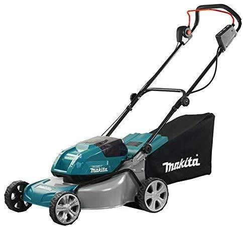 Makita akumuliatorinė vejapjovė DLM460Z 2x18 V, 46 cm, 3 viename (pjovimas / surinkimas / mulčiavimas), plieno korpusas, be akumuliatoriaus ir kroviklio