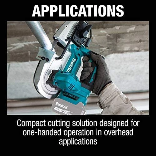 Makita DPB183Z Akumuliatorinis juostinis pjūklas, 66x66 mm,18V, aliuminio, Be akumuliatorių ir kroviklio!