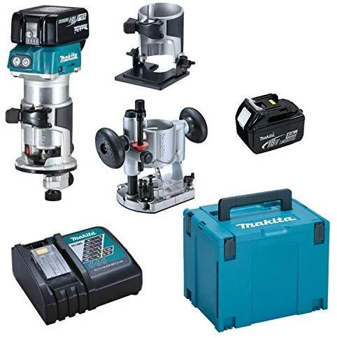 KRAŠTŲ FREŽUOJA MAKITA 18V 2x5,0Ah PRIEDAI MAKPAC DRT50RTJX2