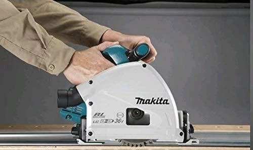 Makita DSP601ZJU Akumuliatorinis diskinis pjūklas, 56 mm, 165x20 mm, 2X18V, pjovimas kampu nuo -1° iki +48°, Bluetooth!!! lagaminas