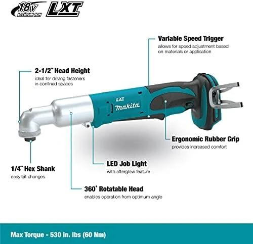 Makita DTL061Z Akumuliatorinis smūginis kampinis suktuvas, 18 V, 1/4" 60 Nm, Be akumuliatorių ir kroviklio!
