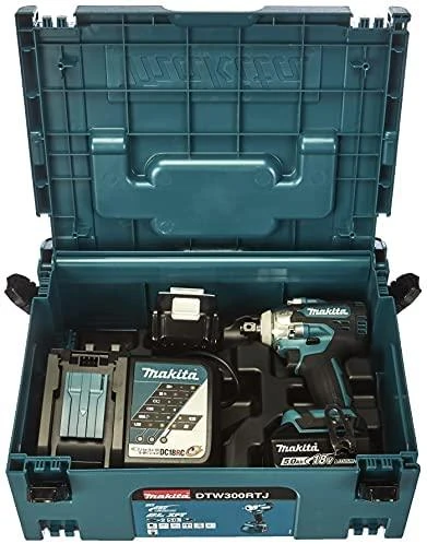 Makita DTW300RTJ Akumuliatorinis smūginis veržliasukis 18V, 2x5,0Ah Li-ion, 330 Nm, 1/2", LED, MAKPACK