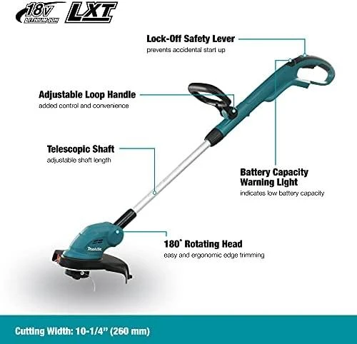 Makita DUR181Z Akumuliatorinė žoliapjovė/trimeris, 18V Li-ion, 260mm, 2.4kg Be akumuliatorių ir kroviklio!