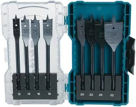 Grąžtas Makita Plunksninių medienos grąžtų rinkinys, 8 vnt (12, 14, 16, 18, 20, 22, 25, 32 mm) E-08698